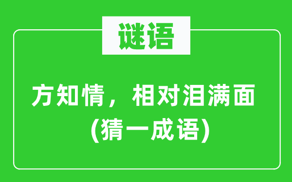 谜语：方知情，相对泪满面(猜一成语)