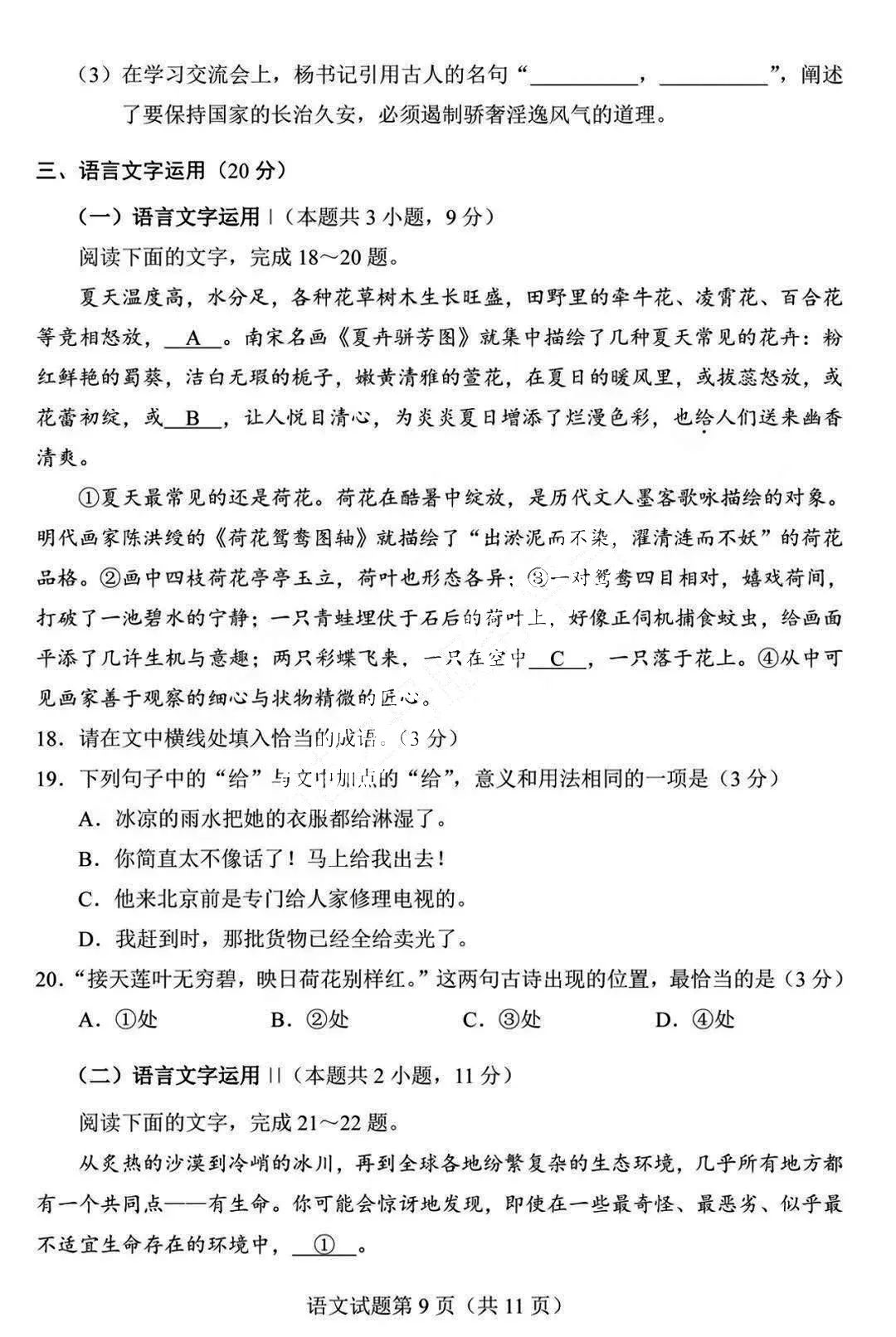 新高考2024年七省联考语文试卷及答案解析