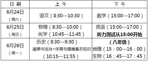 2022年福建中考时间安排表,福建中考2022具体时间