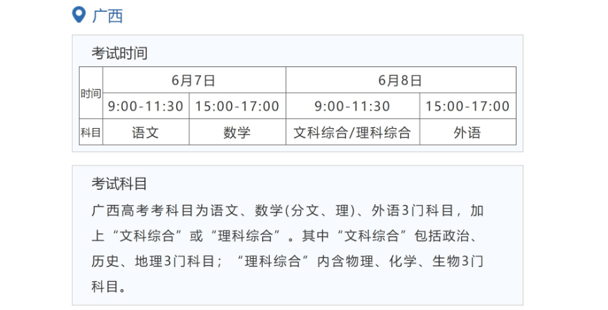 2022年广西高考时间安排,广西高考时间2022具体时间表