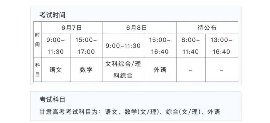 2023年甘肃高考时间安排,甘肃高考时间2023具体时间表