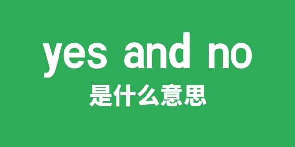 yes and no是什么意思