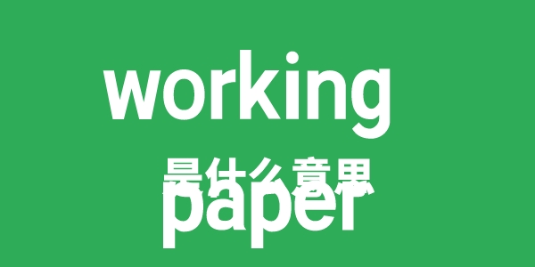 working paper是什么意思