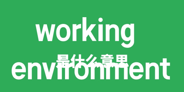 working environment是什么意思