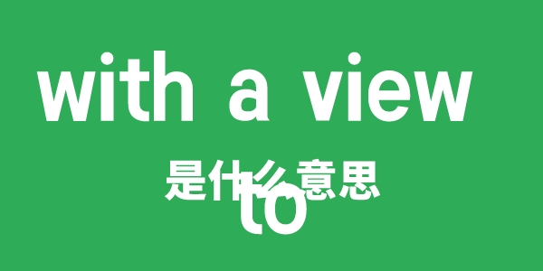 with a view to是什么意思