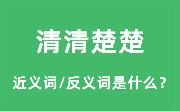 清清楚楚的近义词和反义词是什么,清清楚楚是什么意思