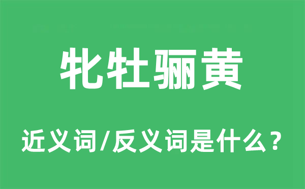 牝牡骊黄的近义词和反义词是什么,牝牡骊黄是什么意思