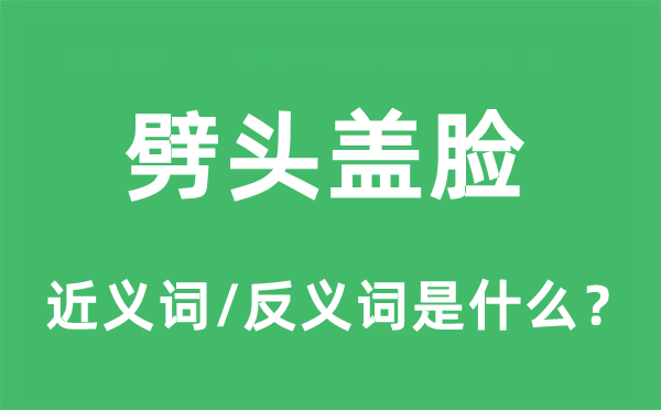 劈头盖脸的近义词和反义词是什么,劈头盖脸是什么意思