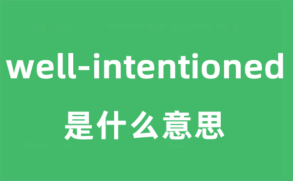 well-intentioned是什么意思