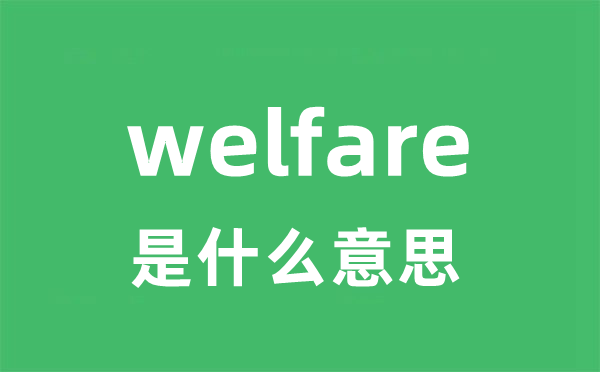 welfare是什么意思