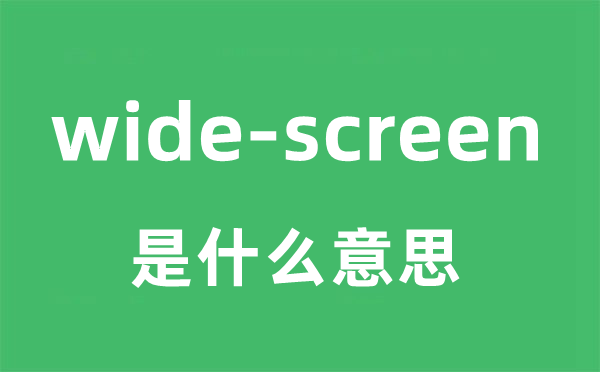 wide-screen是什么意思