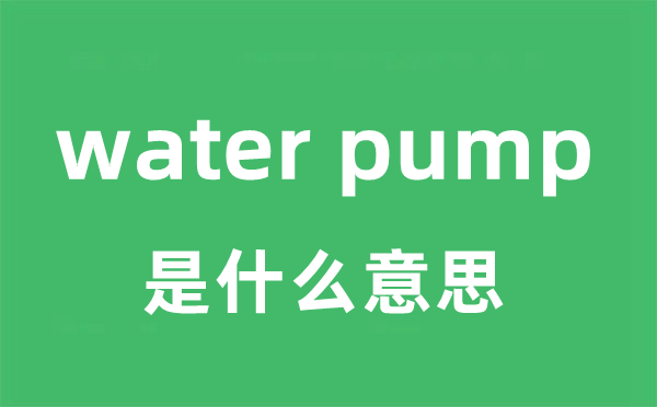 water pump是什么意思