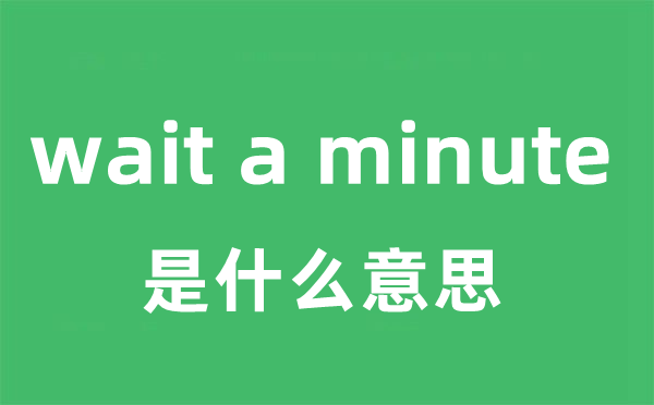 wait a minute是什么意思