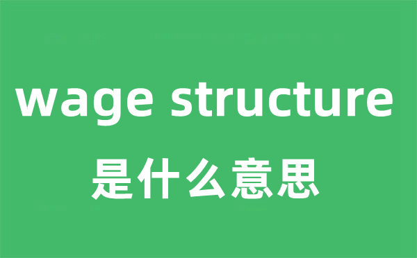 wage structure是什么意思