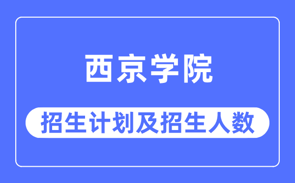 2023年西京学院各省招生计划及各专业招生人数是多少