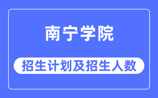 2023年南宁学院各省招生计划及各专业招生人数是多少