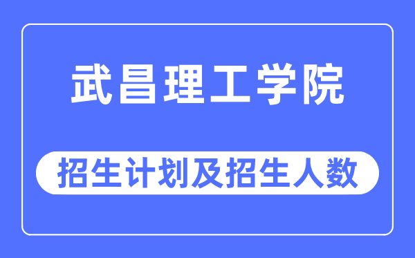 2023年武昌理工学院各省招生计划及各专业招生人数是多少