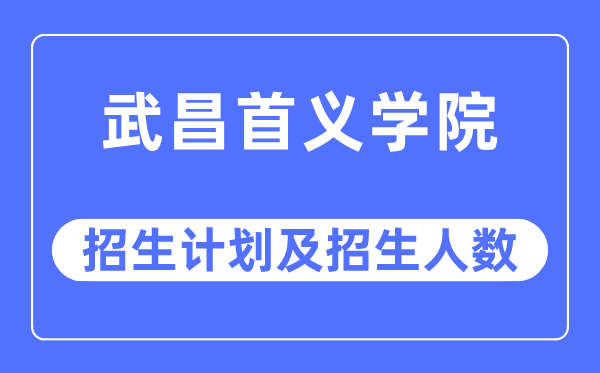 2023年武昌首义学院各省招生计划及各专业招生人数是多少