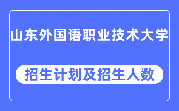 2023年山东外国语职业技术大学各省招生计划及各专业招生人数是多少