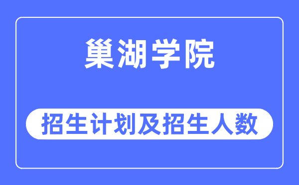 2023年巢湖学院各省招生计划及各专业招生人数是多少