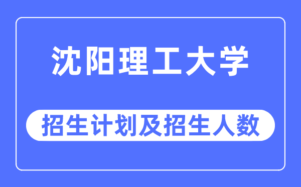 2023年沈阳理工大学各省招生计划及各专业招生人数是多少