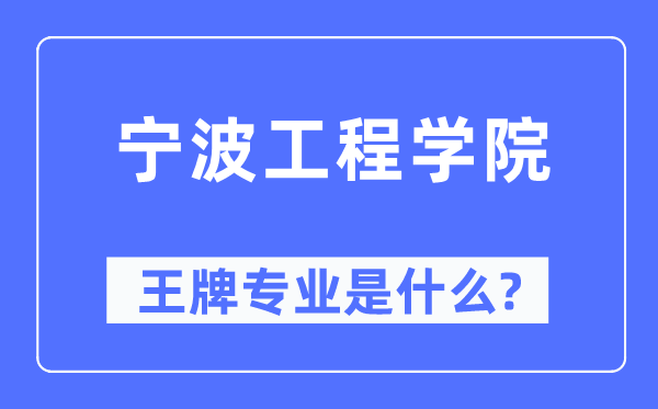 宁波工程学院王牌专业是什么,有哪些专业比较好？