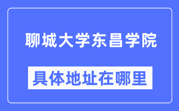 聊城大学东昌学院具体地址在哪里,在聊城的哪个区？