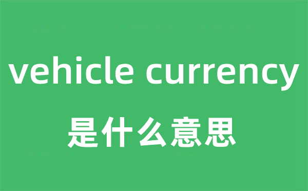 vehicle currency是什么意思