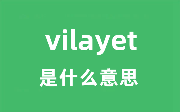 vilayet是什么意思