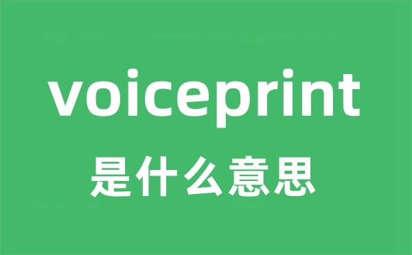 voiceprint是什么意思