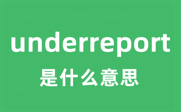 underreport是什么意思