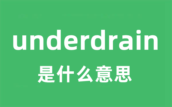 underdrain是什么意思