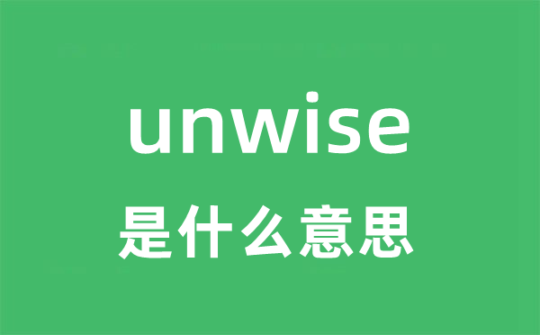 unwise是什么意思