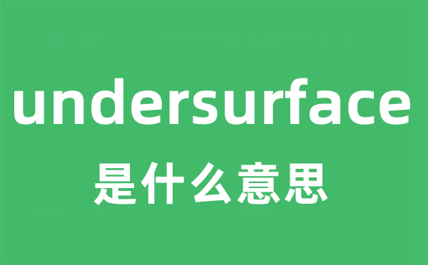 undersurface是什么意思