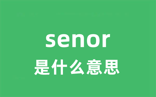 senor是什么意思