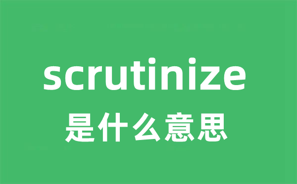 scrutinize是什么意思