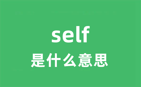 self是什么意思