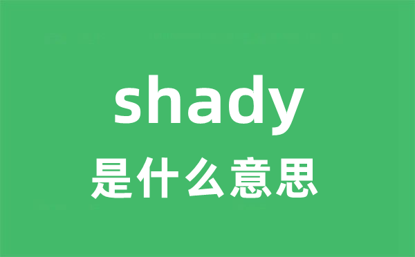 shady是什么意思