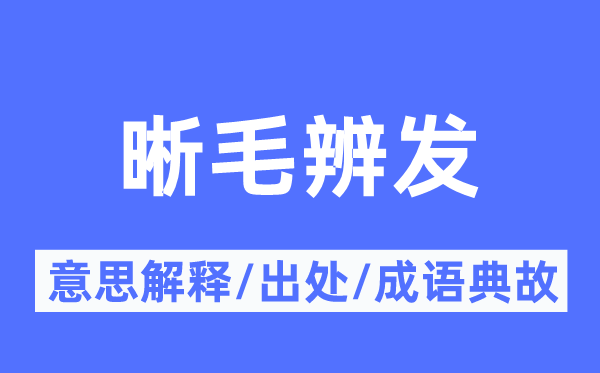 晰毛辨发的意思解释,晰毛辨发的出处及成语典故