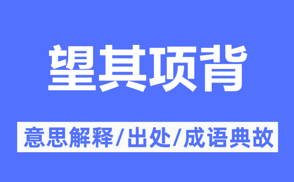 望其项背的意思解释,望其项背的出处及成语典故