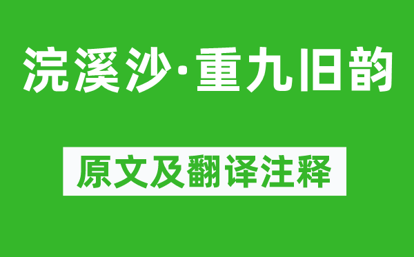 苏轼《浣溪沙·重九旧韵》原文及翻译注释,诗意解释