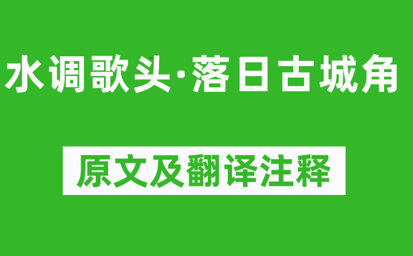 辛弃疾《水调歌头·落日古城角》原文及翻译注释,诗意解释