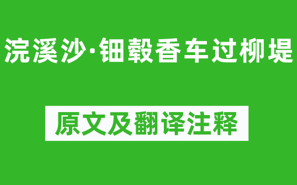 张泌《浣溪沙·钿毂香车过柳堤》原文及翻译注释,诗意解释