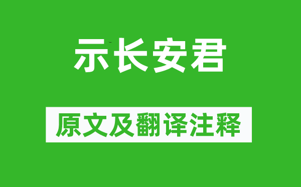 王安石《示长安君》原文及翻译注释,诗意解释