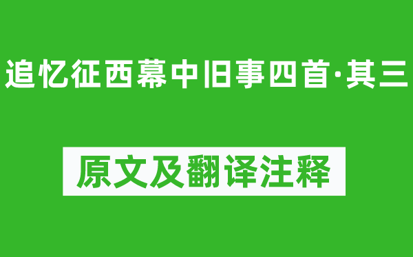 陆游《追忆征西幕中旧事四首·其三》原文及翻译注释,诗意解释