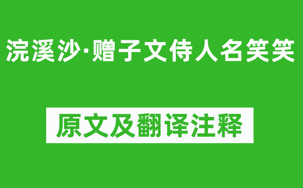 辛弃疾《浣溪沙·赠子文侍人名笑笑》原文及翻译注释,诗意解释