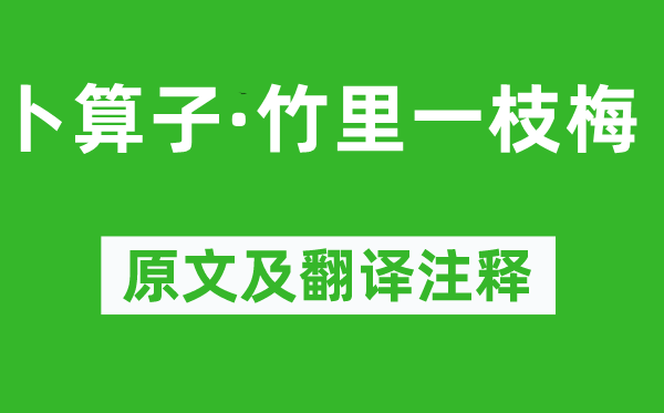 向子諲《卜算子·竹里一枝梅》原文及翻译注释,诗意解释