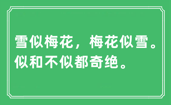 “雪似梅花，梅花似雪。似和不似都奇绝”是什么意思,出处及原文翻译