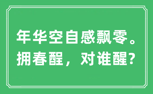 “年华空自感飘零。拥春酲，对谁醒?”是什么意思,出处及原文翻译