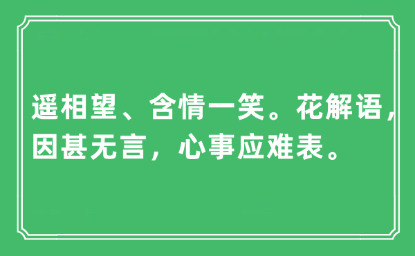 “遥相望、含情一笑。花解语，因甚无言，心事应难表”是什么意思,出处及原文翻译